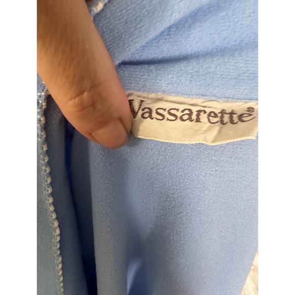 Vintage 1970s Vassarette Blue Velour Maxi Robe Dress XS/S  Lounge Housecoat - Picture 10 of 10